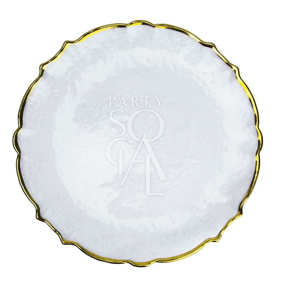 CHARGER PLATE - CLEAR PEARL W/ GOLD RIM