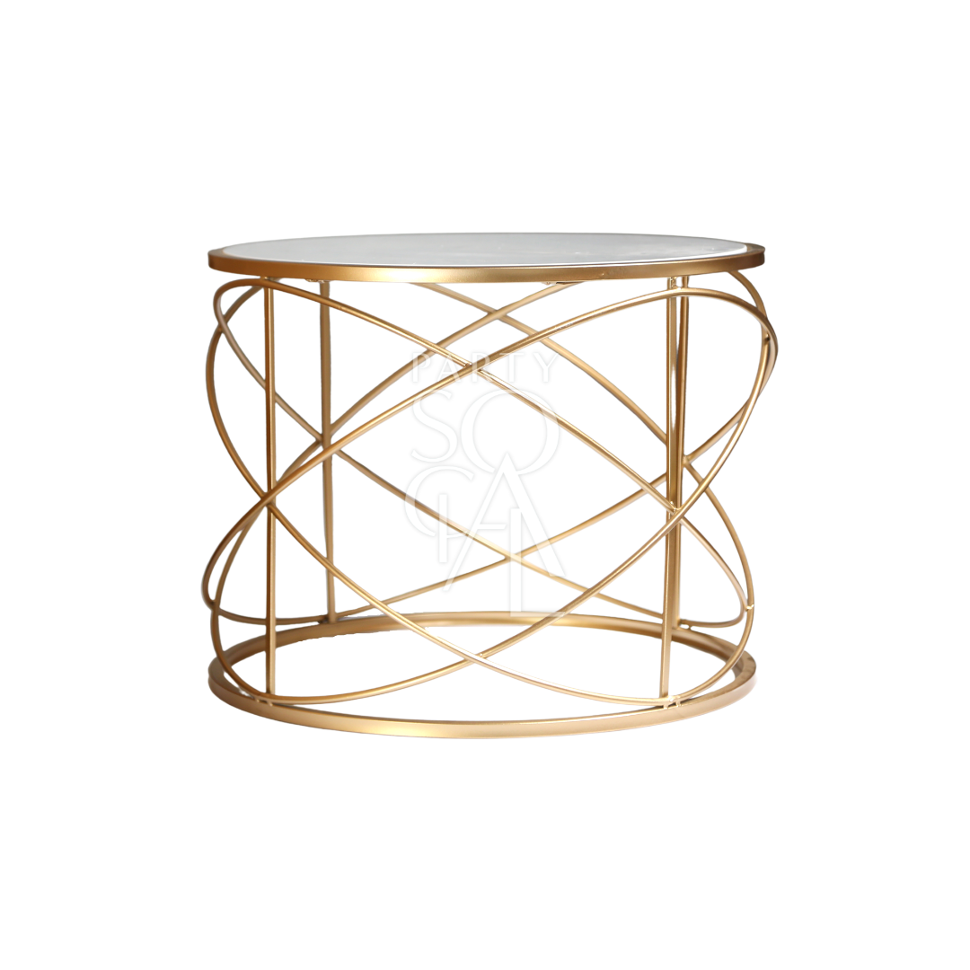 GOLD WIRE WITH MARBLE TOP COFFEE TABLE