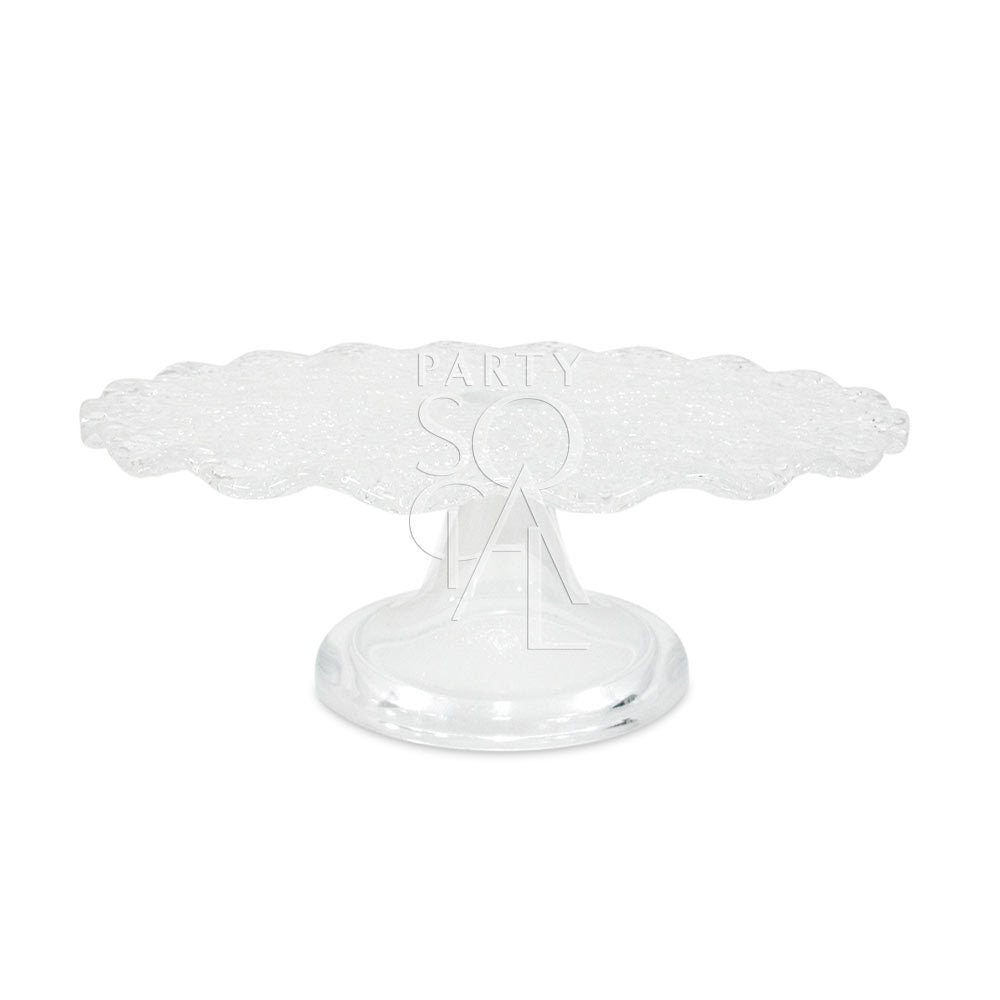 CAKE STAND -CLEAR CRACKED GLASS