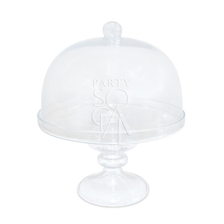 CAKE STAND - CLEAR SIMPLE GLASS & COVER