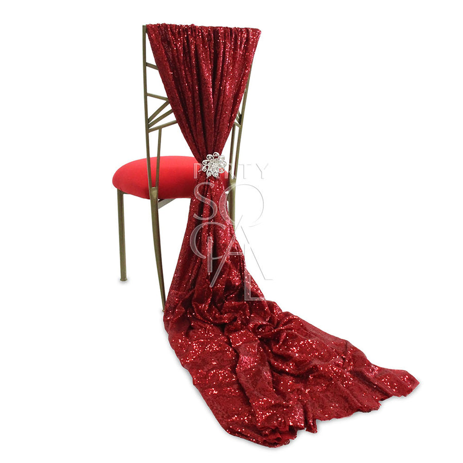 CHAIR COVER RED SEQUIN TRAIN CHAMELEON