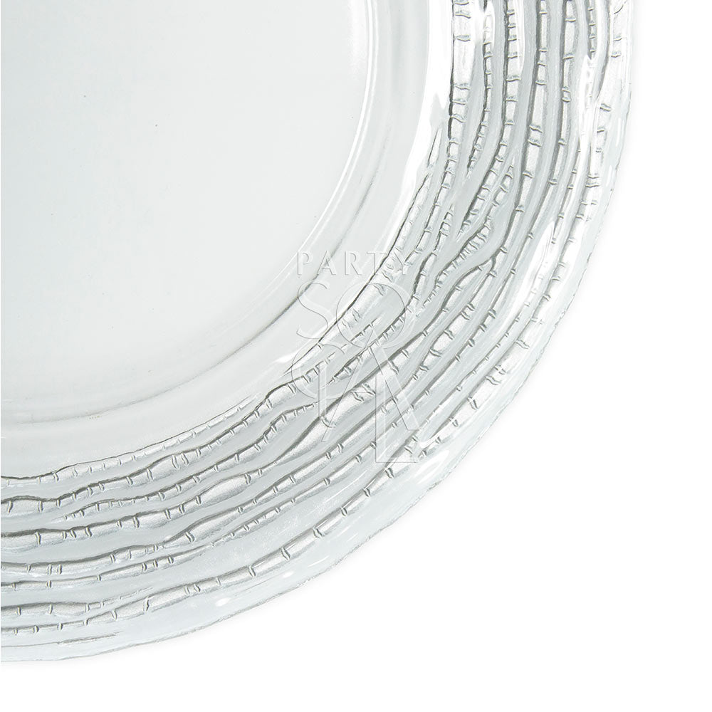 CHARGER PLATE - GLASS SILVER RUFFLE