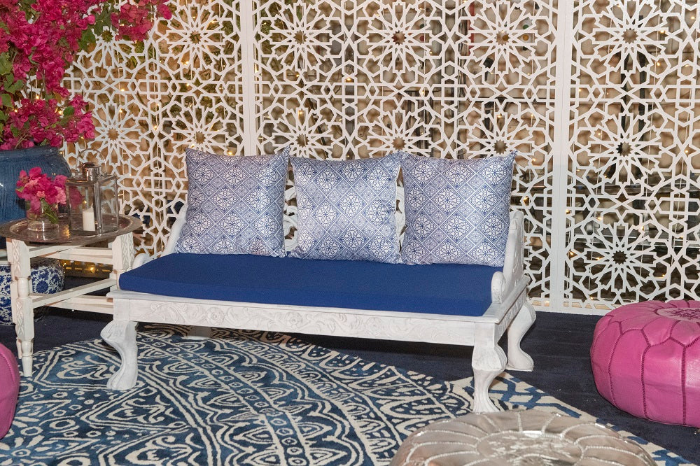 CUSHION BLUE AND WHITE MOROCCAN PRINT