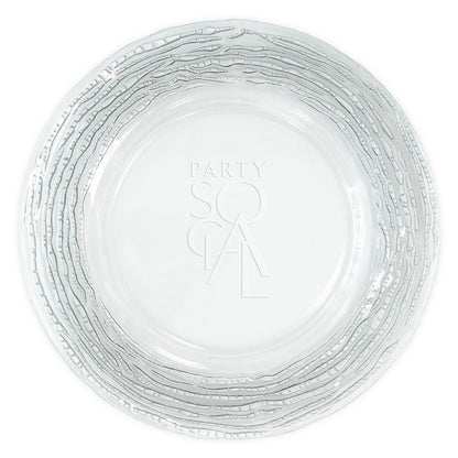 CHARGER PLATE - GLASS SILVER RUFFLE