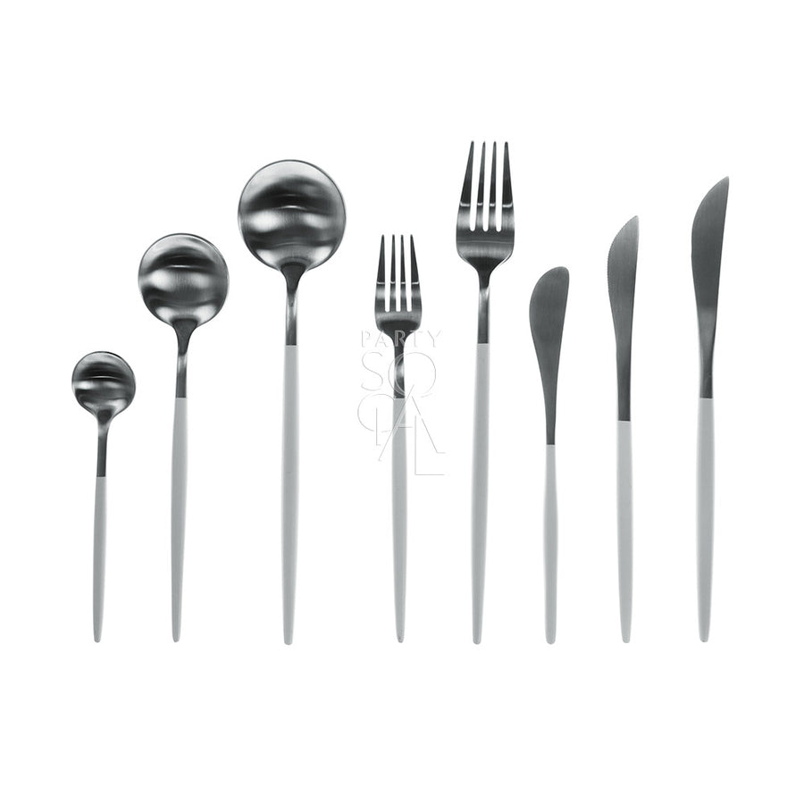 CUTLERY WHITE & SILVER ( SET OF 8 PIECE )
