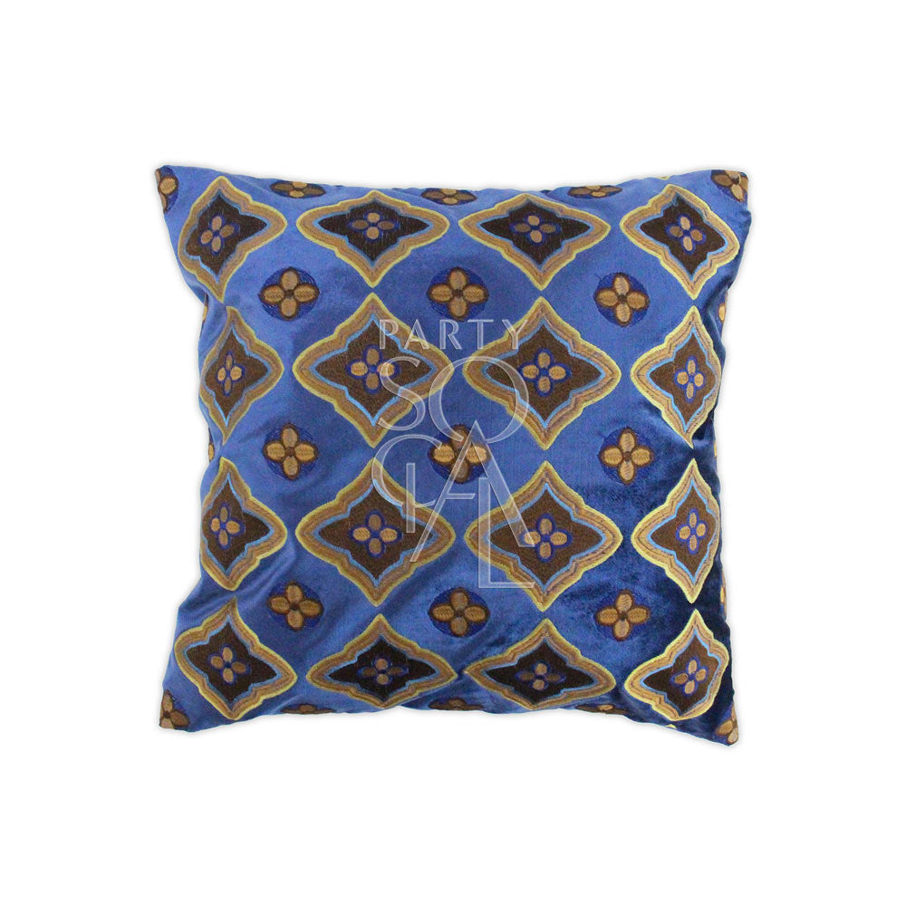 CUSHION PATTERNED BLUE &amp; EARTH TONES