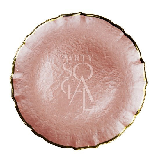 CHARGER PLATE - PINK PEARL W/ GOLD RIM