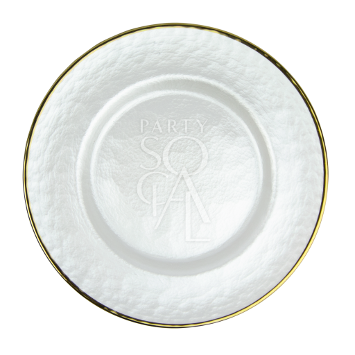CHARGER PLATE - WHITE PEARL W/ GOLD RIM