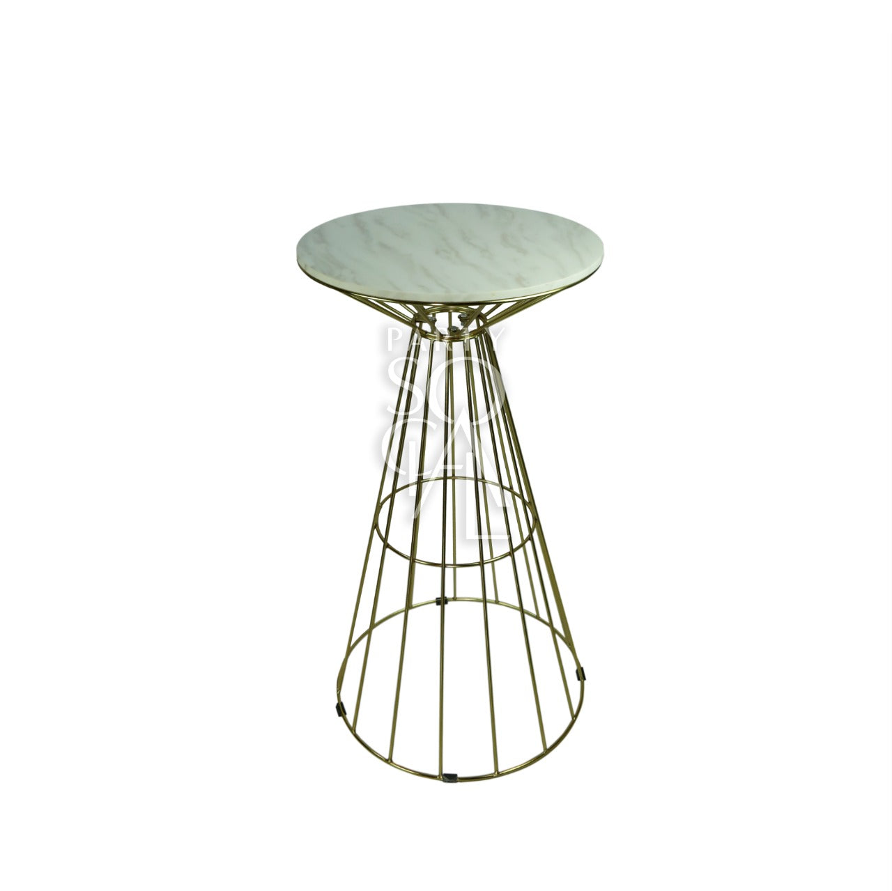 GOLD WIRE COCKTAIL TABLE - WHITE MARBLE TOP